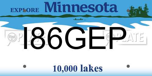 I86GEP Minnesota License Plate