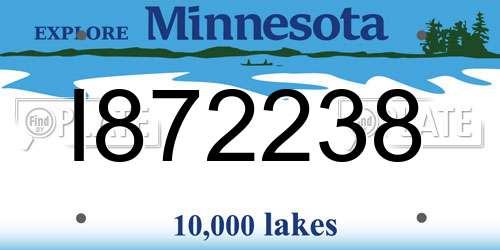 I872238 Minnesota License Plate