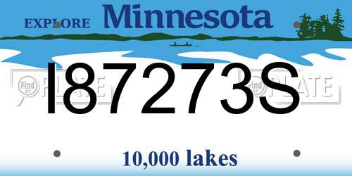 I87273S Minnesota License Plate