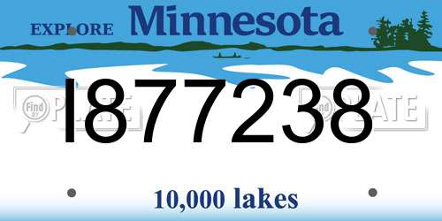 I877238 Minnesota License Plate
