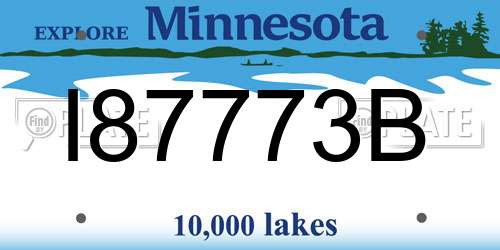 I87773B Minnesota License Plate