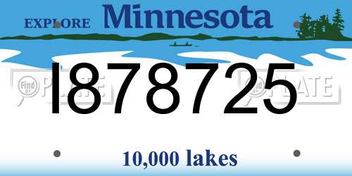 I878725 Minnesota License Plate