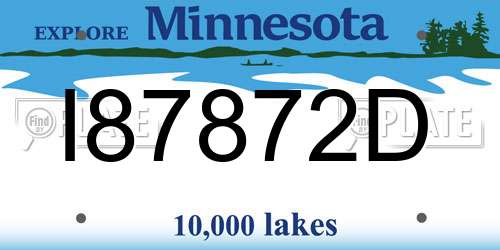 I87872D Minnesota License Plate