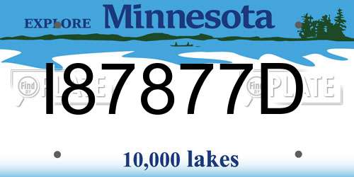 I87877D Minnesota License Plate