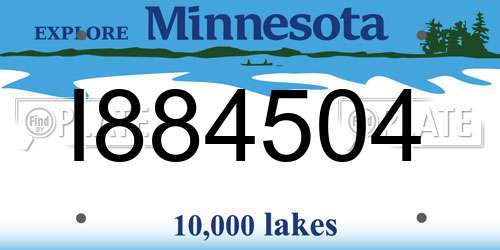 I884504 Minnesota License Plate