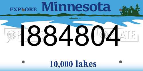 I884804 Minnesota License Plate