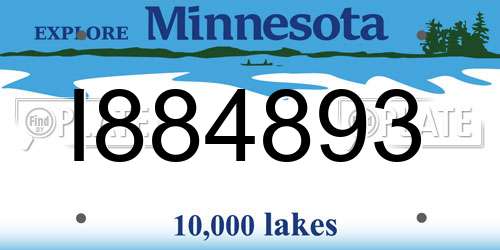 I884893 Minnesota License Plate