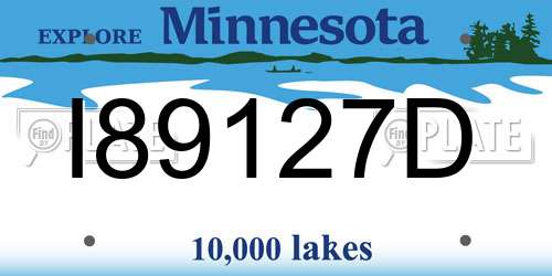 I89127D Minnesota License Plate