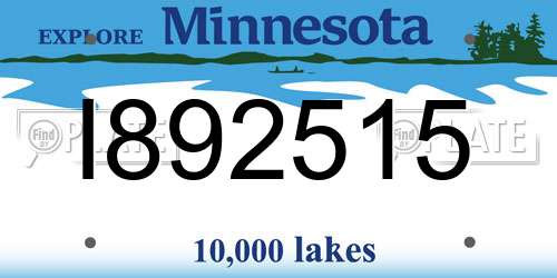 I892515 Minnesota License Plate