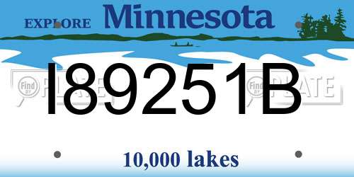 I89251B Minnesota License Plate