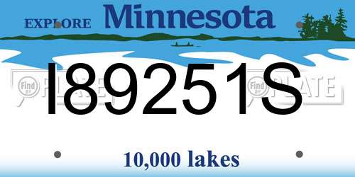 I89251S Minnesota License Plate