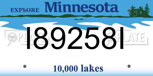 I89258I Minnesota License Plate