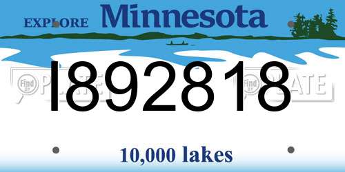 I892818 Minnesota License Plate