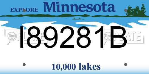 I89281B Minnesota License Plate