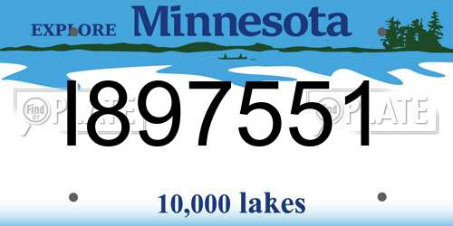 I897551 Minnesota License Plate