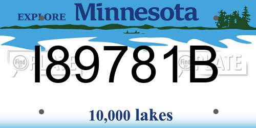 I89781B Minnesota License Plate