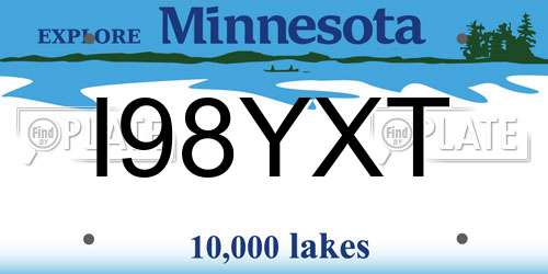 I98YXT Minnesota License Plate