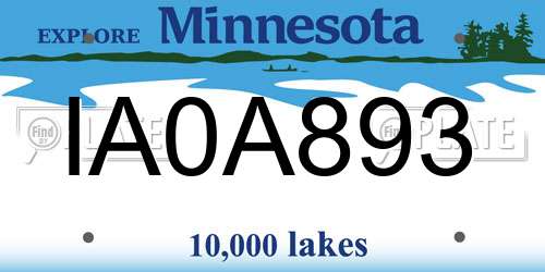 IA0A893 Minnesota License Plate