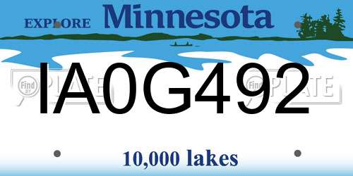 IA0G492 Minnesota License Plate
