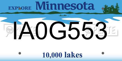 IA0G553 Minnesota License Plate