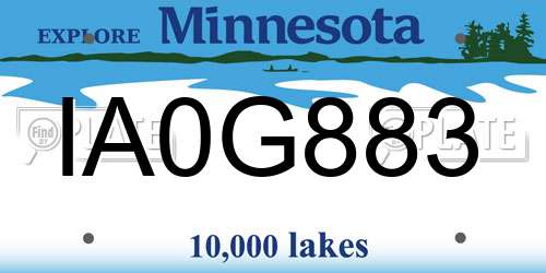 IA0G883 Minnesota License Plate