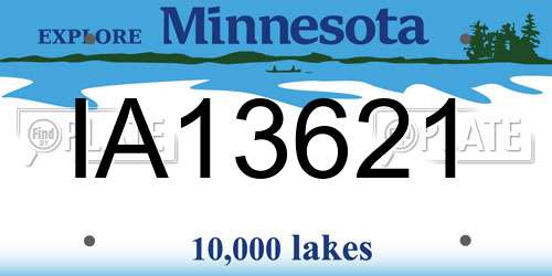 IA13621 Minnesota License Plate