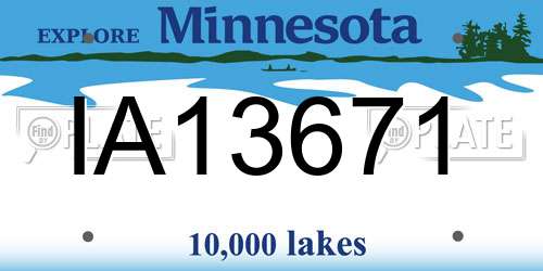 IA13671 Minnesota License Plate