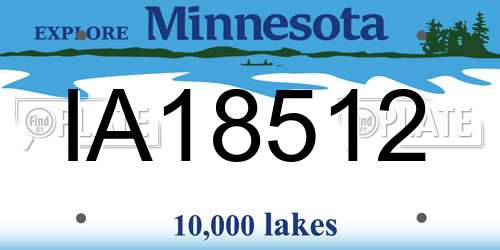 IA18512 Minnesota License Plate