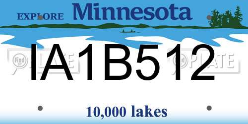 IA1B512 Minnesota License Plate