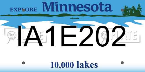 IA1E202 Minnesota License Plate