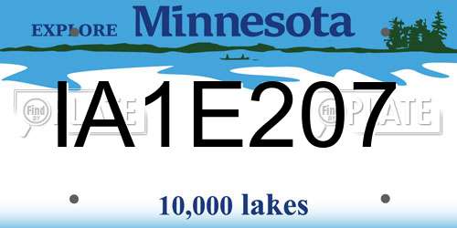 IA1E207 Minnesota License Plate