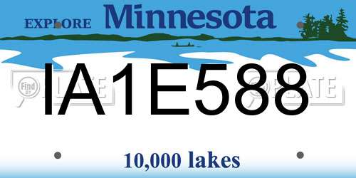 IA1E588 Minnesota License Plate