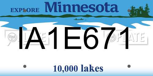 IA1E671 Minnesota License Plate
