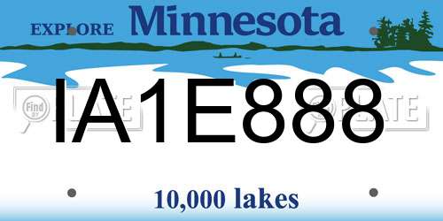 IA1E888 Minnesota License Plate