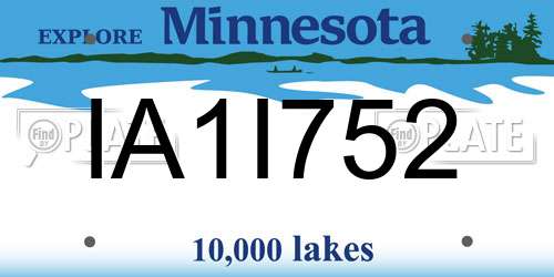 IA1I752 Minnesota License Plate