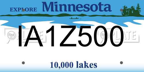 IA1Z500 Minnesota License Plate