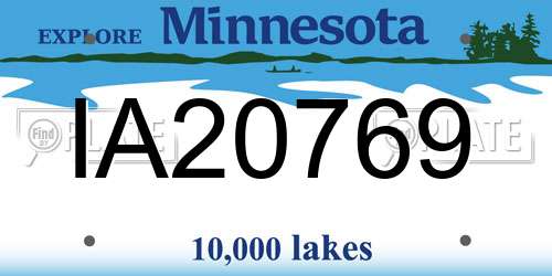 IA20769 Minnesota License Plate