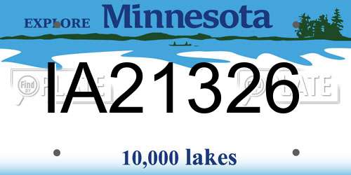 IA21326 Minnesota License Plate