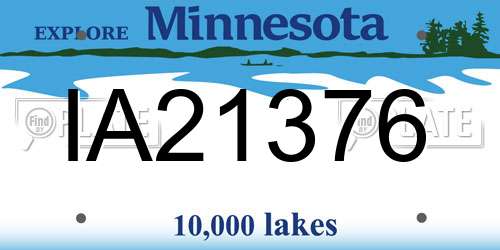 IA21376 Minnesota License Plate
