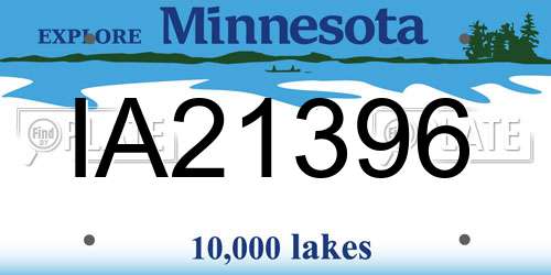 IA21396 Minnesota License Plate