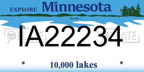 IA22234 Minnesota License Plate