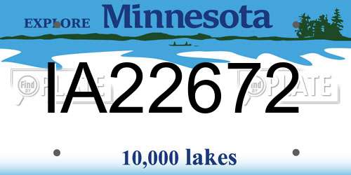 IA22672 Minnesota License Plate