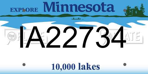 IA22734 Minnesota License Plate