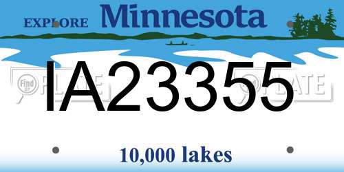 IA23355 Minnesota License Plate