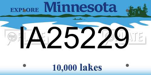 IA25229 Minnesota License Plate