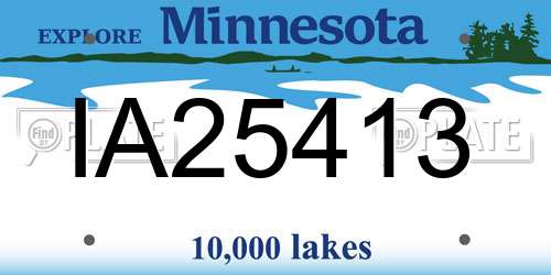 IA25413 Minnesota License Plate