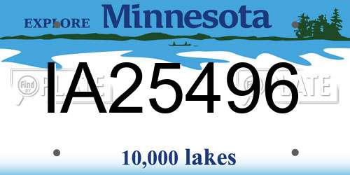 IA25496 Minnesota License Plate
