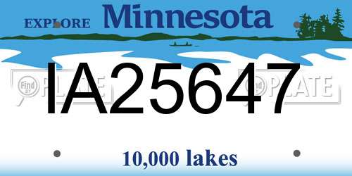 IA25647 Minnesota License Plate