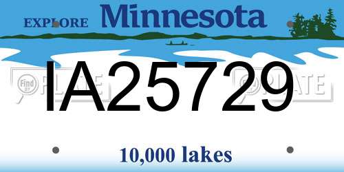 IA25729 Minnesota License Plate