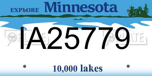 IA25779 Minnesota License Plate